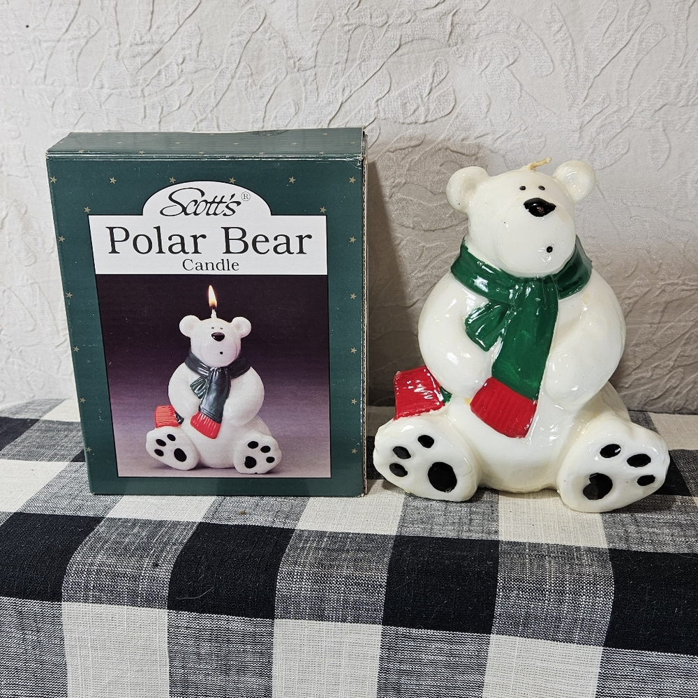 SCOTT'S POLAR BEAR CHRISTMAS CANDLE VINTAGE
